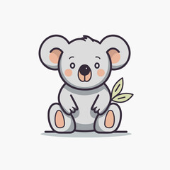 Obraz na płótnie Canvas Adorable Koala in cartoon, doodle style. Set, Lovely Australian Animals logo Characters Vector Illustration 