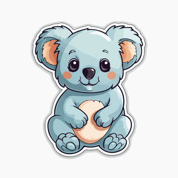 Adorable Koala in cartoon, doodle style. Set, Lovely Australian Animals logo Characters Vector Illustration
