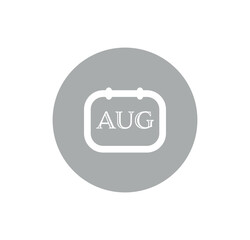 August calendar button icon. vector illustration monthly calendar binder page 
