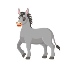 Cartoon donkey for kids. Farm animals.Vector illustration
