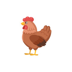 Cartoon hen for kids. Farm animals.Vector illustration