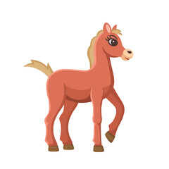 Cartoon horse, foal for kids. Farm animals.Vector illustration