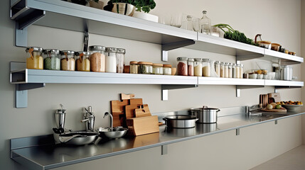 Sleek and Versatile: Modern Kitchen Shelving with Adjustable Modular Design