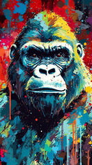 Pop-Art Style Silverback Gorilla: An Abstract Expression of Power