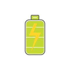 battery icon with bolt fast charge vector. flat design illustration