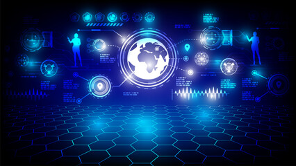 Digital technology artwork. Network computing technologies. Futuristic Server. Data storage. AI control city infrastructure, and data traffic, ensures safety. World communication concept.