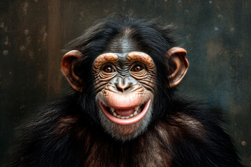 friendly and charismatic chimpanze character involved in an everyday activity, animal influencer, animals banner, Generative AI