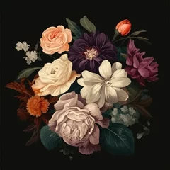 Ingelijste posters Beautiful fantasy vintage flower, digital background © mahdee