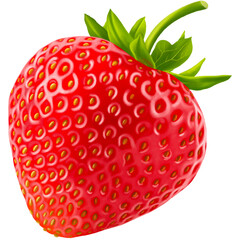 Strawberry with stem realistic illustration hand painting © Monrawee