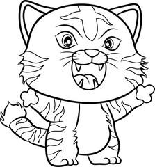 tiger line art vector for coloring book page