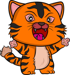 Obraz premium tiger cartoon illustration for mascot or children book