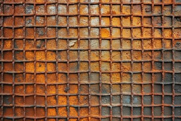 Rusted iron grid metal background texture created with Generative AI technology
