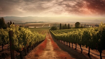 California Vineyard, Generative AI Illustration