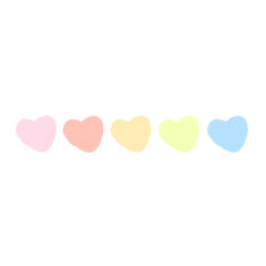Hand drawn cute heart shape, pastel colored hearts, cartoon event decoration for business banners and websites.