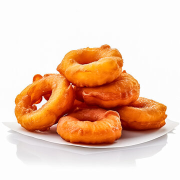 Delicious Picarones isolated on white background, generative AI

