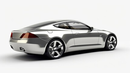 Plakat Chrome Sport Coupe - Automotive Concept Car on White Background with Car Door Buttons. Generative AI