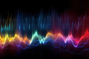 Electric Sonic Wave. Abstract Digital Sound Background with Oscilloscope Display for Amplify and Audio Analysis: Generative AI - obrazy, fototapety, plakaty