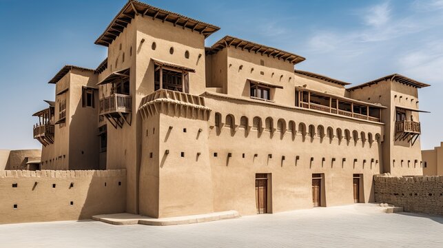 Discovering the Beauty of Al Fahidi Fort: A Medieval Watchtower Citadel in Dubai's Historic Adobe Architecture. Generative AI