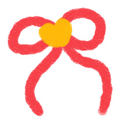 Fototapeta premium Hand drawn line drawing pastel red girl bow, cartoon clothes, cartoon decorative elements for business banners and websites.