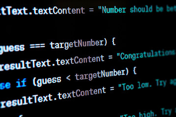Obraz premium Java script source code on the screen.