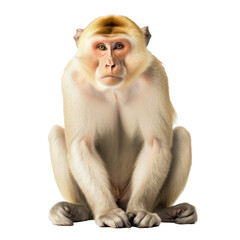 portrait of a long macaque isolated on transparent background cutout