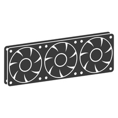 PC cooler.Computer hardware fan glyph icon isolated on white background.Vector illustration.