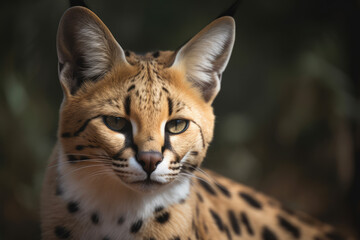 serval looking at the camera, beautiful background, sub-Saharan Africa, ai generated.