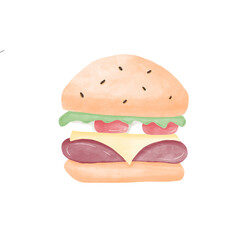 Delicious cheese burger illustration