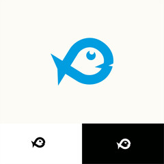  cute simple blue fish illustration for logo