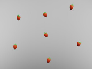 background, strawberry, 3D, cartoon