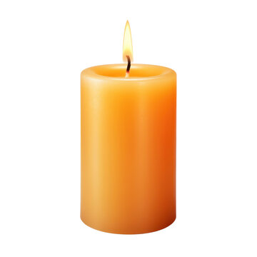 burning candle isolated on transparent background cutout