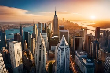 a striking image of a sleek and modern skyscraper piercing the clouds, symbolizing human ambition and progress