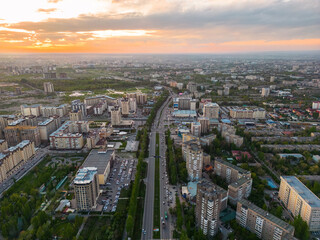 Fototapeta na wymiar Bishkek city Kyrgyzstan during sunset