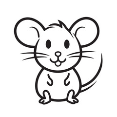 Obraz na płótnie Canvas Mouse in logo, cartoon style. 2d Vector Illustration on white background in doodle style.