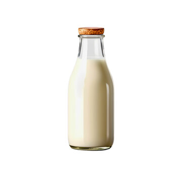 ai generated Single bottle of fresh milk isolated, clipping-path included, vertical position, closeup