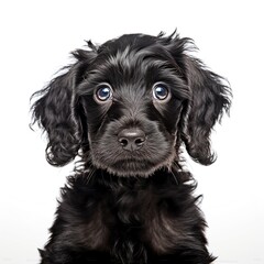 dog face shot, isolated on white background, generative AI