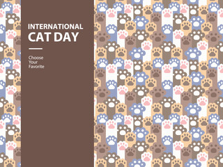 international cat day kitten animal cartoon meow pet vector paws love background pattern seamless