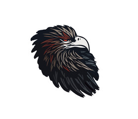 Flat vector illustration of an eagle logo with a menacing look