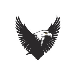 Flat vector illustration of an eagle logo with a menacing look