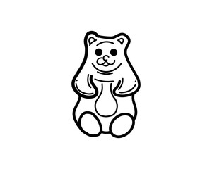 teddy bear cartoon jelly Outline Simple vector illustration	