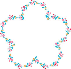 Flower frame wreath floral leaf borders colorful natural cute blossom love green pink decoration Branches Elements Botanical wedding anniversary celebration valentine greeting success Christmas 