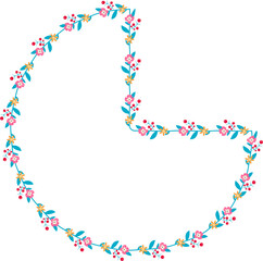 Pie frame wreath floral leaf borders colorful natural cute blossom love green pink decoration Branches Elements Botanical wedding anniversary celebration valentine greeting success Christmas new years