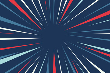  Manga brust frame. Comic book action lines. Cartoon background with colourful lines on blue background