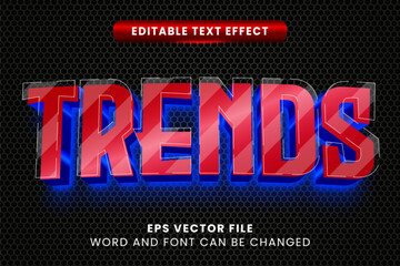 Fototapeta premium Red with neon blue trend editable vector text effect
