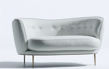 white leather sofa  3d render . Ai Generative
