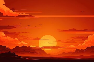 An orange sky scape generated by AI