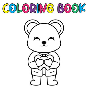 Coloring book cute doctor panda bear - vector illustration.
