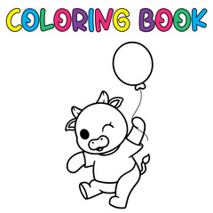 Coloring book cute cow - vector illustration.