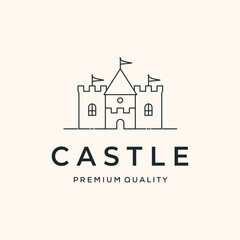 wizard castle line art logo vector minimalist illustration design, simply castle symbol design