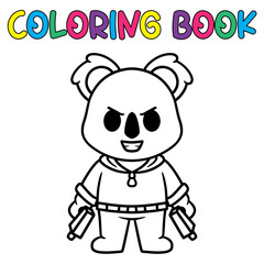 Coloring book cute koala bear - vector illustration.